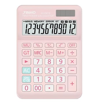 JINHO 京禾 12位元計算機 JH-2780-12 太陽能/電池雙重電源 大螢幕和大按鍵  粉色  1個