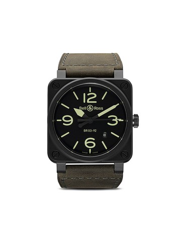 Bell & Ross - BR 03-92 Nightlum 42mm - men - Sapphire Glass/Calf Leather/ceramic - One Size - Black and green