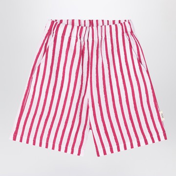 White/red striped Bermuda shorts in linen
