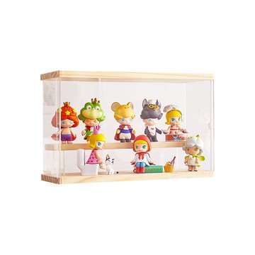 【慢慢家居】高透壓克力DIY可疊加模型收納展示櫃 2入(中號-原木色)中號原木色*2