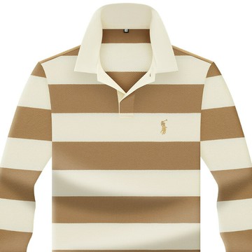 【新款熱賣】高檔條紋經典百搭翻領POLO衫早秋新款刺繡馬球服休閑長袖體恤上衣