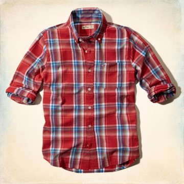 *最低價* Hollister HCO 長袖 襯衫 紅色 0151