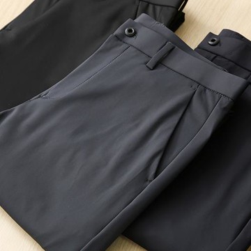 高端硬貨！抗皺高彈春季修身直筒絲滑垂順純色商務簡約休閑長褲男