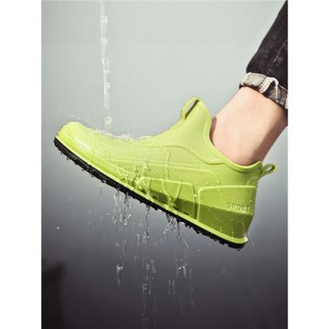 男士雨鞋廚房工作綠色防水鞋戶外釣魚膠鞋下雨天防滑防臭冬季短靴