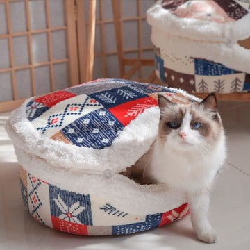 銅鑼燒帶電加熱墊貓窩冬季保暖封閉式無毛貓屋貓床貓咪用品羊羔絨