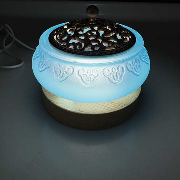 藍色琉璃香爐 薰香爐 香薰爐 沉香 線香插 線香座 盤香 臥香座