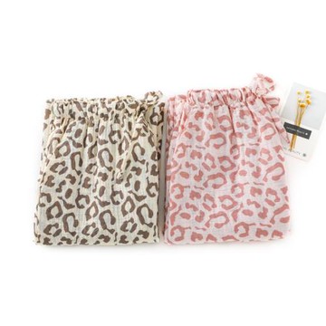 時尚豹紋家居褲女純棉紗春夏寬松休閑直筒長褲可外穿家居睡褲薄款