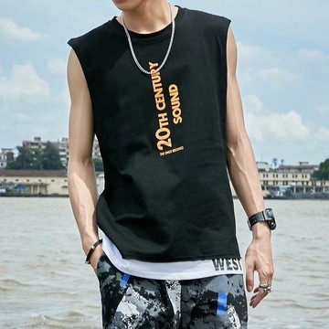 男士背心無袖t恤男潮牌ins外穿潮夏運動潮流休閒寬鬆夏季坎肩上衣