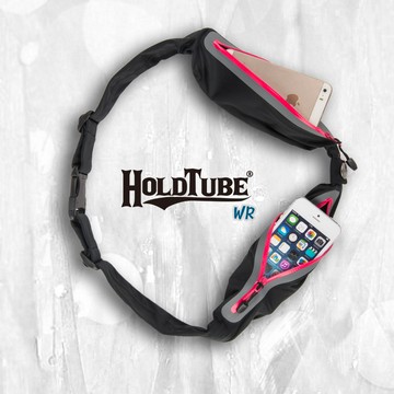 【HOLDTUBE】運動腰帶-防潑水雙口袋-黑粉