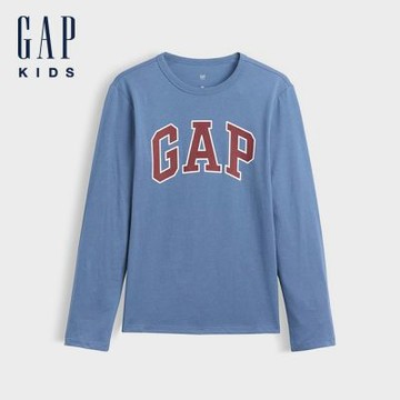 【GAP】兒童Gap LogoT恤-灰藍色(910125)