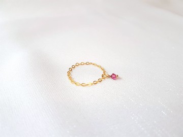 垂墜水晶 鍊戒 (古典洋紅)