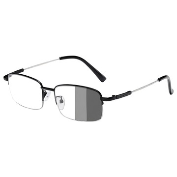 Quinta UV400漸進多焦點防藍光老花眼鏡 黑銀框150度 智能變色 抗紫外線 記憶鈦  QTPM3039B  1個