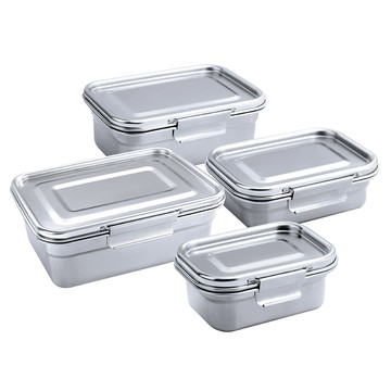 掌廚 《HiCHEF》316不鏽鋼 可微波密封保鮮盒500ml+750ml+1600ml+2800ml(4件組)