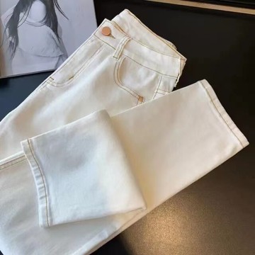 咆哮推薦！高端白色法棍褲~版型正女士哈倫錐形褲牛仔褲春夏新款