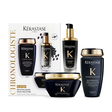 KERASTASE 卡詩 黑鑽極萃逆時奢華組(髮油75ml+髮膜200ml+髮浴250ml)-國際航空版