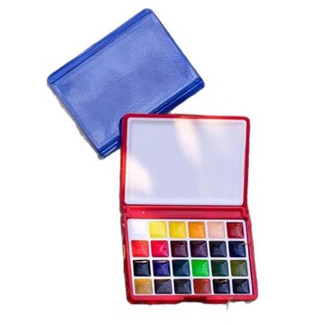 史明克24色分裝顏料盒裝水彩旅行透明學生專用塑料固體工具金色粉