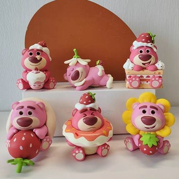 臺灣現/🎀擺件 桌面可愛擺件 迷你擺件草莓熊盲盒公仔網紅可愛屁屁熊手辦車飾擺件蛋糕系列生日禮物女生