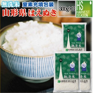  新米 令和5年産 無洗米 山形県産 はえぬき300g(2合)×3袋(計900g)ポイント消化に！