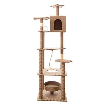 iCat 寵喵樂 多功能貓洞豪華房子大號貓跳台  MT01-K  木質  50*50*167CM  棕色  1個