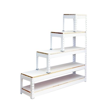 【空間特工】免螺絲角鋼樓梯櫃 四階120x45x120cm 收納櫃 屏風櫃 置物架白色角鋼款