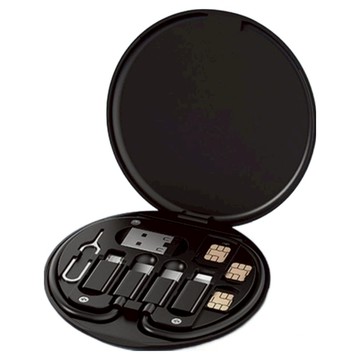 充電線圓形收納盒 2個  29cm  黑色  1組