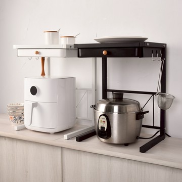 Homely Zakka 日式極簡多功能桌上型廚房抽拉式電器架 - 白色