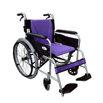 【海夫】杏華機械式輪椅未滅菌固手固腳 日式強化型 雙層折背鋁輪椅 22吋後輪/17吋座寬 輪椅B款 紫色(JR200S)