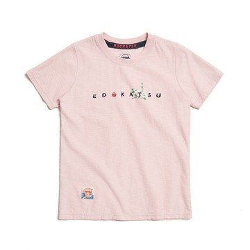 江戶勝 日系 女裝 經典山茶花秀氣短袖T恤(淡粉紅) #上衣