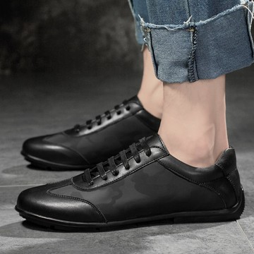 FINDSENSE品牌 秋款 新款 日本 男 高品質 簡約 真皮  個性 百搭 舒適 休閒板鞋 潮流鞋子