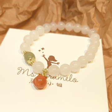 【焦糖小姐 Ms caramelo】水晶手鍊 白瑪瑙蜜桃手鍊