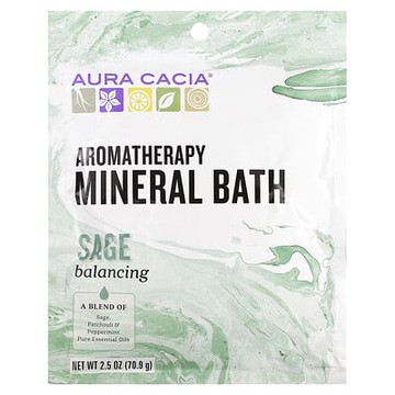 Aura Cacia, 芳香護理礦物質浴鹽，鼠尾草香，2.5 盎司（70.9 克）
