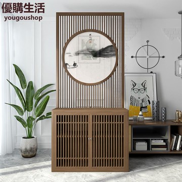 優購生活~定制新中式屏風隔斷客廳臥室遮擋家用入戶玄關禪意山水定制實木玄關柜定制 屏風櫃 屏風 隔間 客廳 玄關櫃 隔板 屏風架訂製 可付費上門安裝