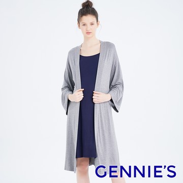 Gennies奇妮 親膚綁帶孕婦罩衫(灰TPA38)