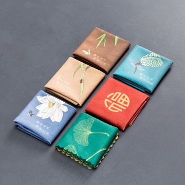 茶巾茶布吸水印花方形細纖維布茶盤茶道配件茶具茶藝專用毛巾抹布