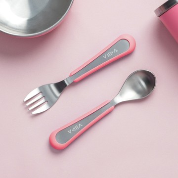 VIIDA Soufflé抗菌不鏽鋼叉匙組 L 甜心粉