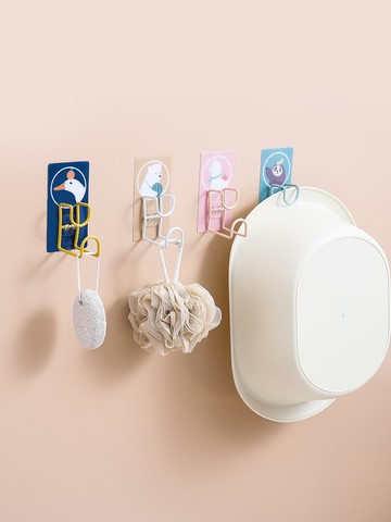 衛生間臉盆掛鉤免打孔可愛浴室臉盆架壁掛式盆架神器掛浴盆收納架