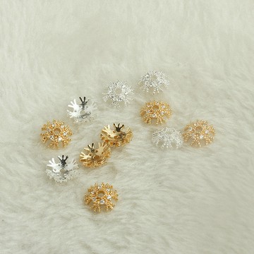 宏雲Hongyun-tl- (20pcs/份)- 14K包金保色松葉鋯石花托 diy手工飾品配件 手串隔珠手鍊花帽材料