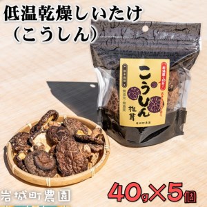 岩城町農園 特許製法 低温乾燥しいたけ こうしん 200g(40g×5個)