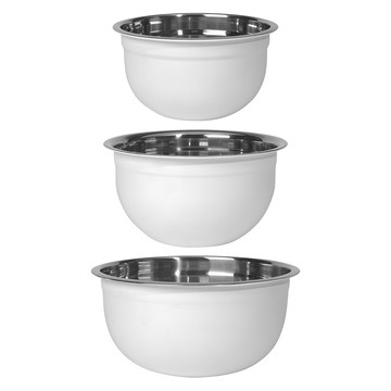 Now Designs 深型打蛋盆3件組 雪白色  18.3 x 10cm + 22 x 12.3cm + 26.5 x 14cm  打蛋盆3個  1組