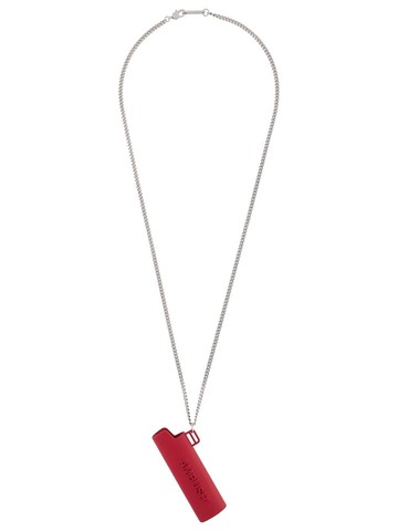AMBUSH - engraved logo necklace - women - Brass - One Size - Red