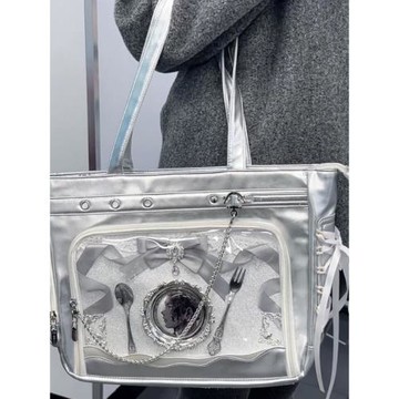 斯莫爾銀色絲帶痛包托特包女大容量通勤小眾設計學院風單肩手提包