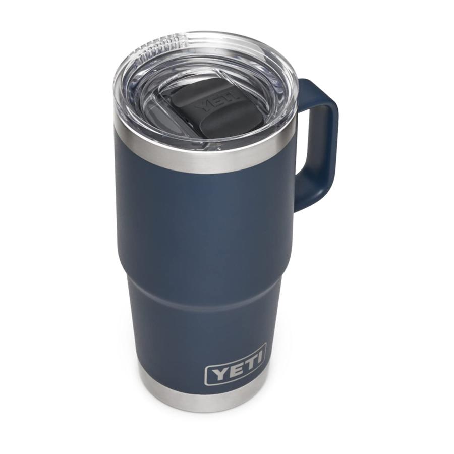 YETI Rambler 20オンス トラベルマグ ストロングホールド蓋付き 真空断熱 ステンレス製、ネイビー