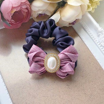 獨家質感細版雪紡大腸圈髮圈-粉紫色