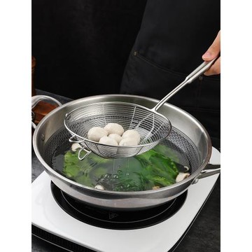 304不銹鋼漏勺過水勺油炸撈勺面條撈濾網勺廚房用品線漏辣燙漏勺
