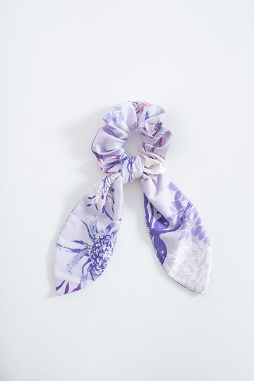 【波麗印花】兔兔耳大腸髮圈 莫代爾棉 皇后普蒂亞 紫 手作布料