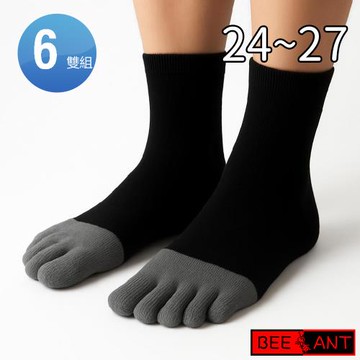 蜂蟻 竹炭全長五趾襪(6雙組#BA3323) -慈濟