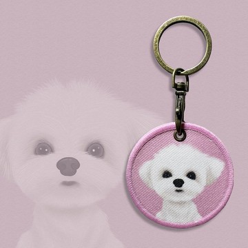 Q毛 鑰匙圈 布章鑰匙圈 馬爾濟斯 悠遊卡 悠遊卡鑰匙圈 狗狗鑰匙