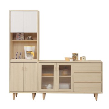 直人木業-SNOW北歐風白楓木電器櫃櫥櫃組196公分(電器櫃60公分+櫥櫃136公分)