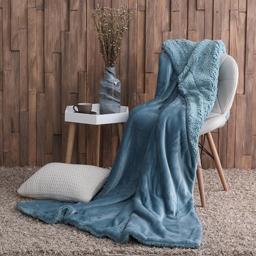 湖光綠 / 法蘭絨x羊羔絨貼身即暖雙面毯 / HOYACASA