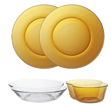 Duralex 玻璃餐碗盤 6件組 琥珀